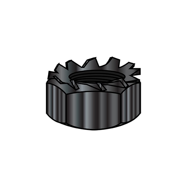 External Tooth K-Lock Lock Nut, #4-40, 18-8 Stainless Steel, Not Graded, Black Oxide and Oil
