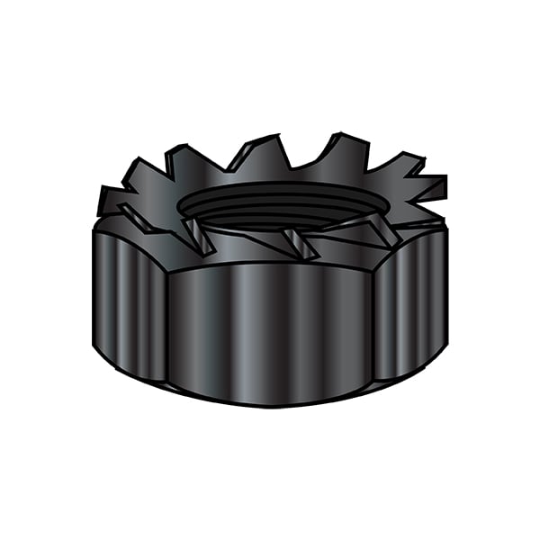 External Tooth K-Lock Lock Nut, #4-40, Steel, Black Zinc, 0.087 in Ht, 5000 PK