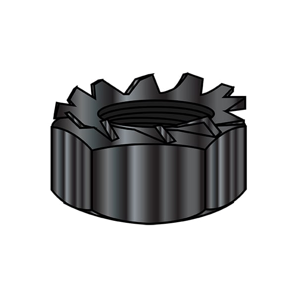 External Tooth K-Lock Lock Nut, #6-32, Steel, Black Oxide, 0.102 in Ht, 5000 PK