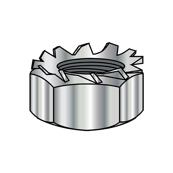 External Tooth K-Lock Lock Nut, #10-32, Steel, Nickel, 0.117 in Ht, 4000 PK