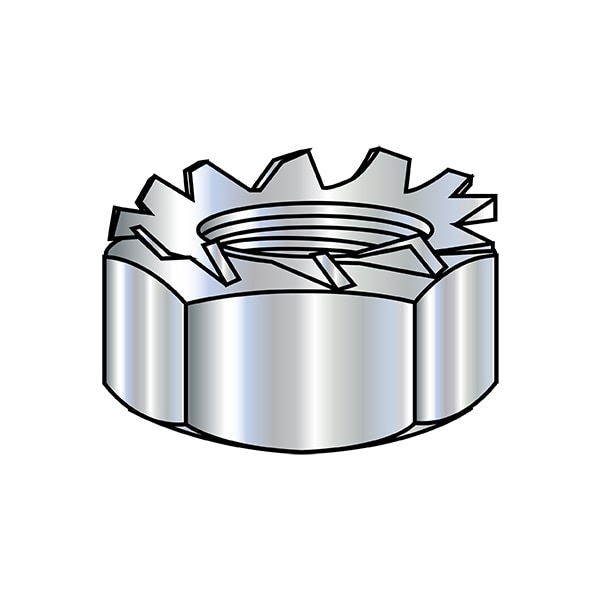 External Tooth K-Lock Lock Nut, #6-32, Steel, Zinc Plated, 0.102 in Ht, 5000 PK