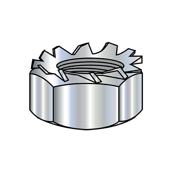 External Tooth K-Lock Lock Nut, #10-24, Steel, Zinc Plated, 0.117 in Ht, 4000 PK
