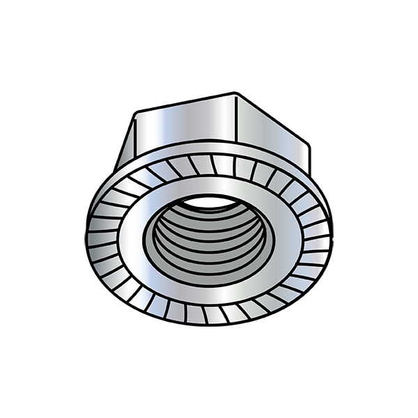 Lock Nut, 9/16"-18, Steel, Case Hardened, Zinc Baked, 0.35 in Ht, 150 PK