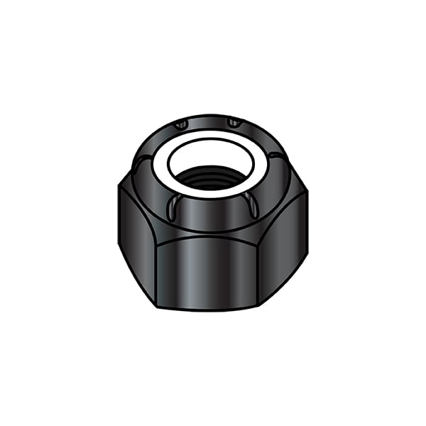 Nylon Insert Lock Nut, 1/2"-13, Nylon, Black Zinc, 0.464 in Ht, 300 PK
