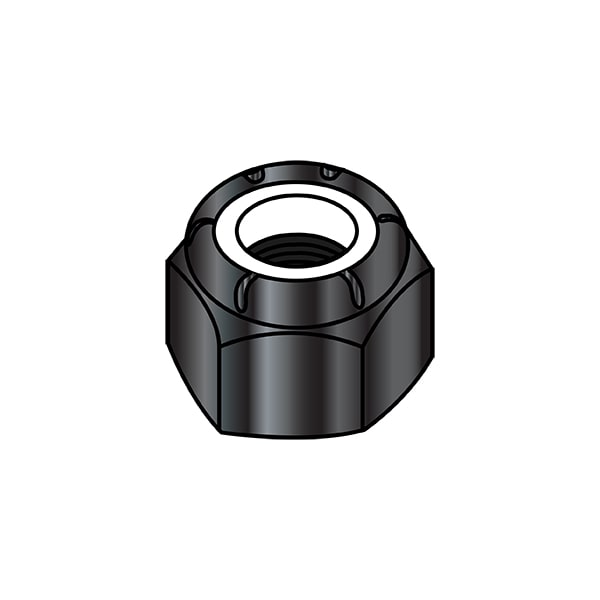 Nylon Insert Lock Nut, 1/2"-13, Nylon, Black Oxide, 0.464 in Ht, 300 PK