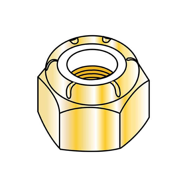 Nylon Insert Lock Nut, 1/2"-13, Nylon, Yellow Zinc, 0.464 in Ht, 300 PK