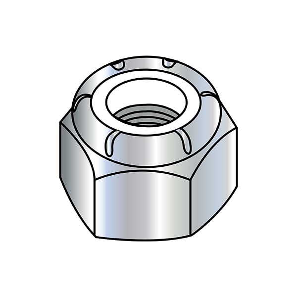 Nylon Insert Lock Nut, 1-1/4"-12, Nylon, Zinc Plated, 1.125 in Ht, 14 PK
