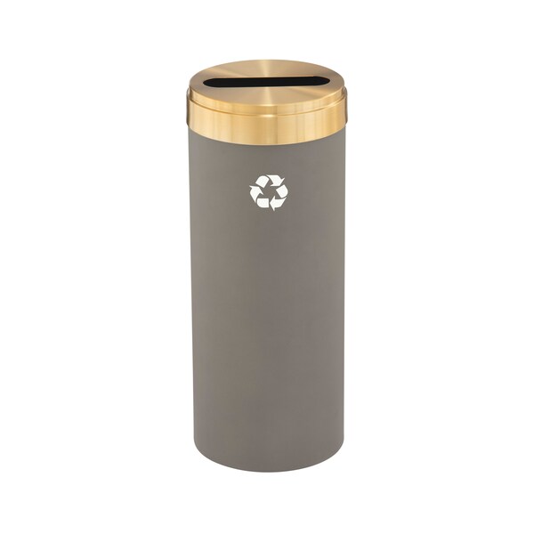 12 gal Round Recycling Bin, Nickel/Satin Brass