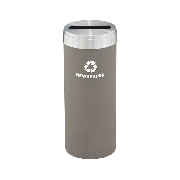 12 gal Round Recycling Bin, Nickel/Satin Aluminum