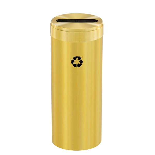 15 gal Round Recycling Bin, Satin Brass