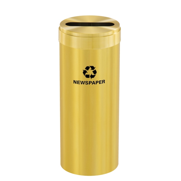 15 gal Round Recycling Bin, Satin Brass