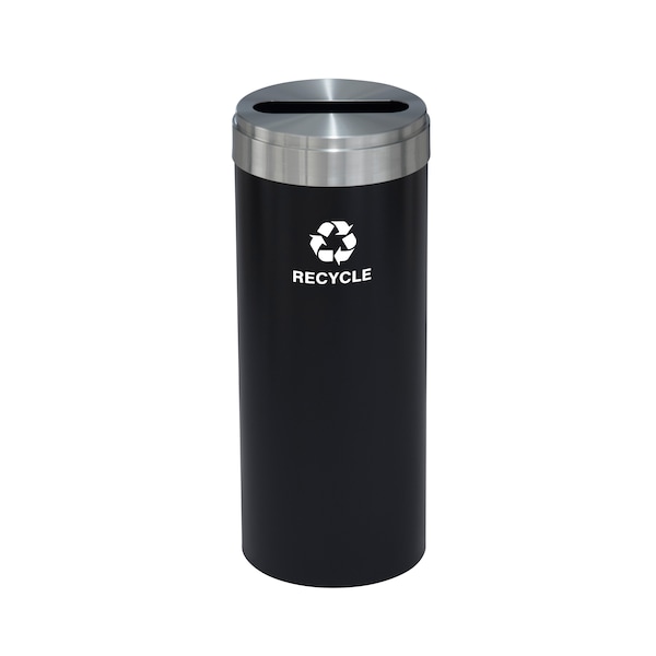 15 gal Round Recycling Bin, Satin Black/Satin Aluminum