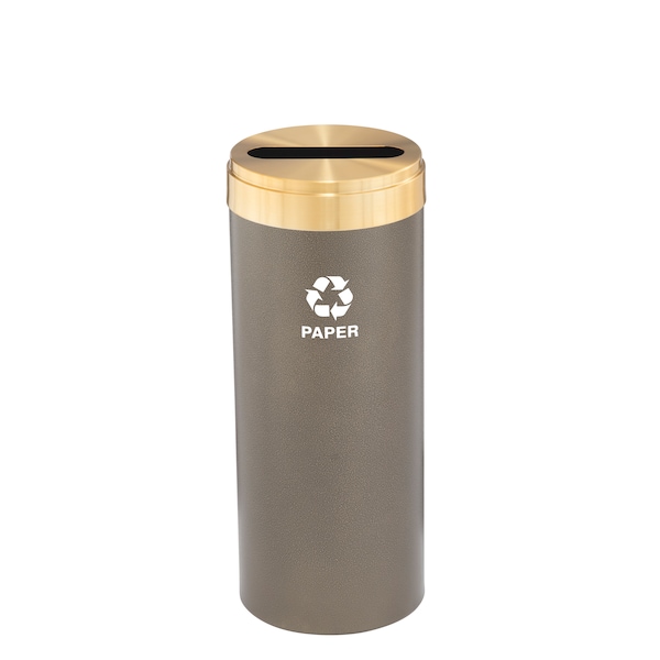 15 gal Round Recycling Bin, Bronze Vein/Satin Brass