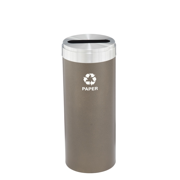 15 gal Round Recycling Bin, Bronze Vein/Satin Aluminum