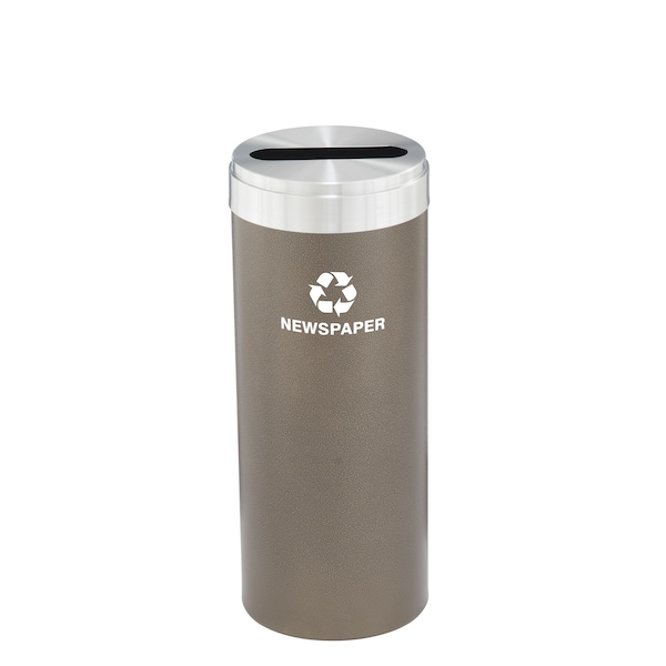 15 gal Round Recycling Bin, Bronze Vein/Satin Aluminum