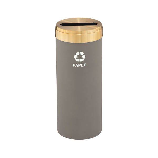 15 gal Round Recycling Bin, Nickel/Satin Brass
