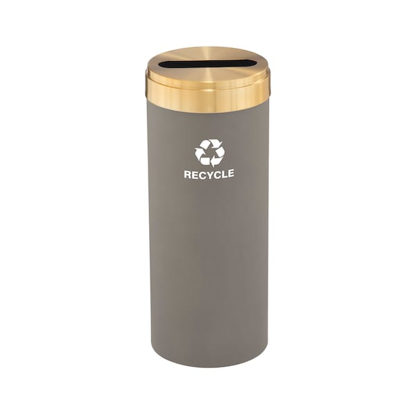 15 gal Round Recycling Bin, Nickel/Satin Brass