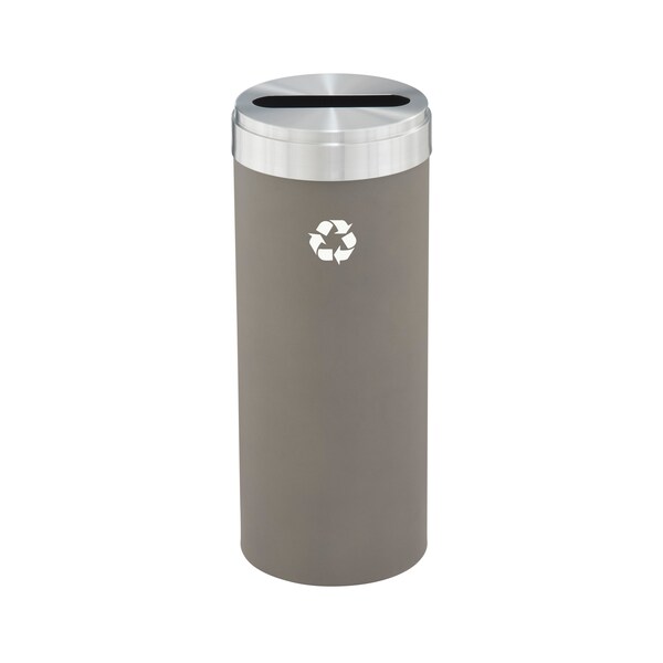 15 gal Round Recycling Bin, Nickel/Satin Aluminum