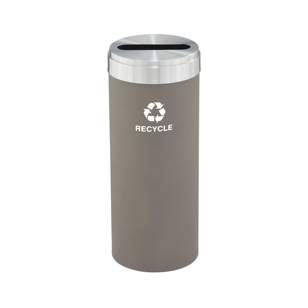 15 gal Round Recycling Bin, Nickel/Satin Aluminum