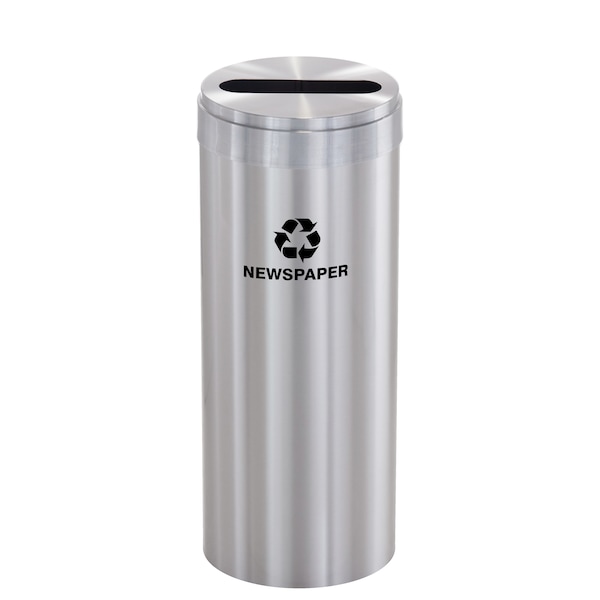 15 gal Round Recycling Bin, Satin Aluminum