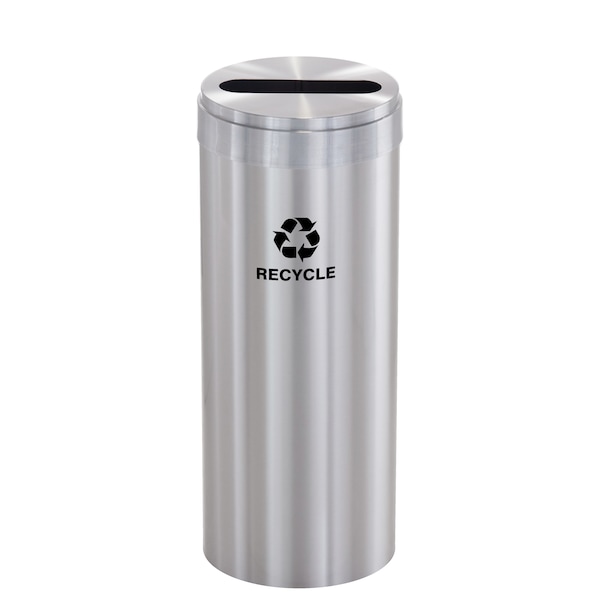 15 gal Round Recycling Bin, Satin Aluminum