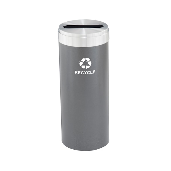 15 gal Round Recycling Bin, Silver Vein/Satin Aluminum