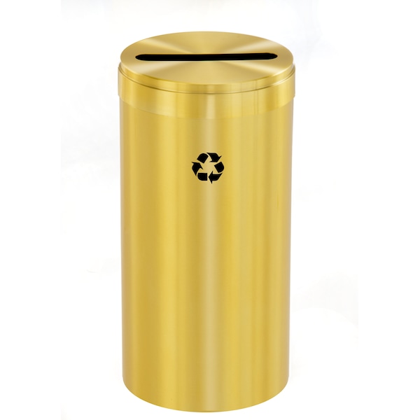 16 gal Round Recycling Bin, Satin Brass