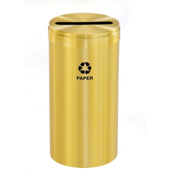 16 gal Round Recycling Bin, Satin Brass