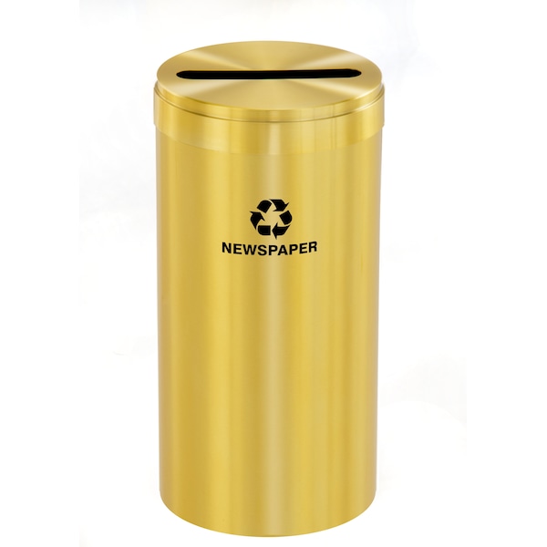 16 gal Round Recycling Bin, Satin Brass