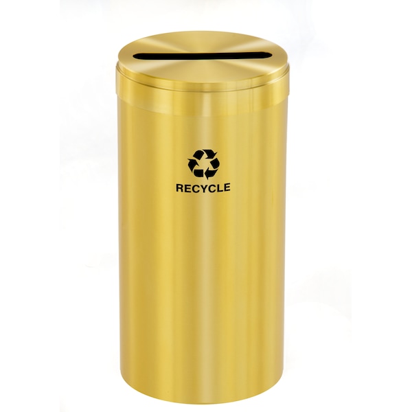 16 gal Round Recycling Bin, Satin Brass