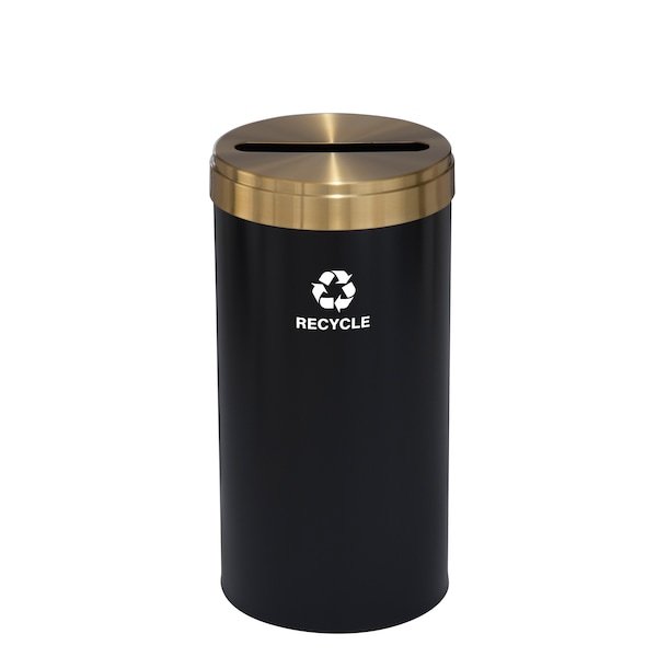 16 gal Round Recycling Bin, Satin Black/Satin Brass
