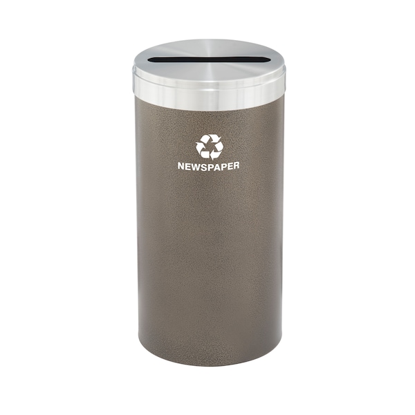 16 gal Round Recycling Bin, Bronze Vein/Satin Aluminum