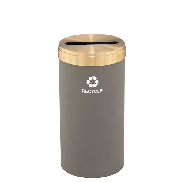 16 gal Round Recycling Bin, Nickel/Satin Brass