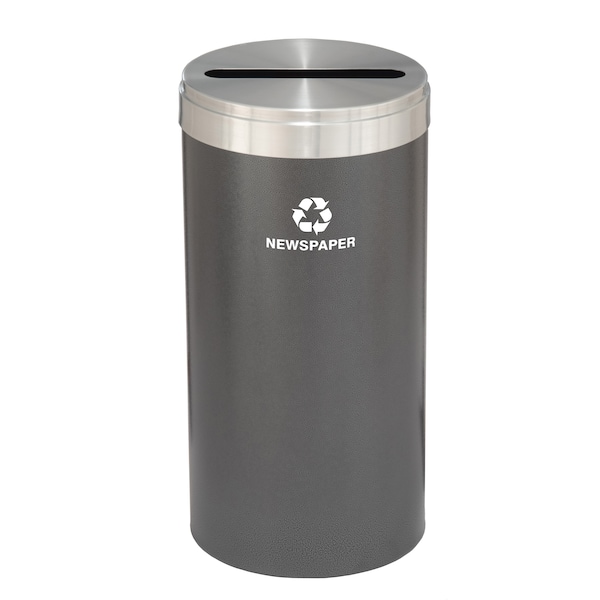 16 gal Round Recycling Bin, Silver Vein/Satin Aluminum
