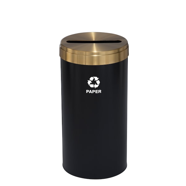 23 gal Round Recycling Bin, Satin Black/Satin Brass