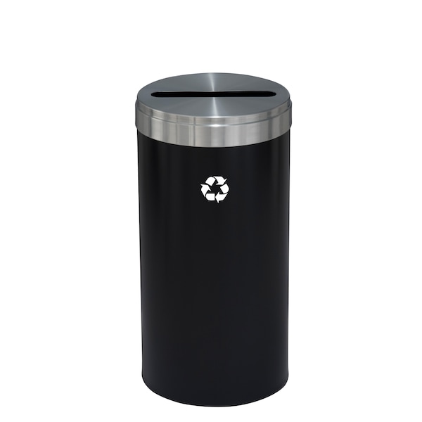 23 gal Round Recycling Bin, Satin Black/Satin Aluminum