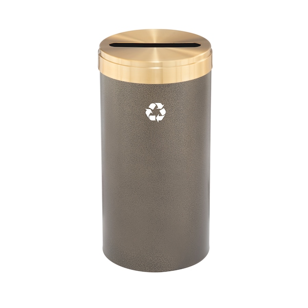 23 gal Round Recycling Bin, Bronze Vein/Satin Brass