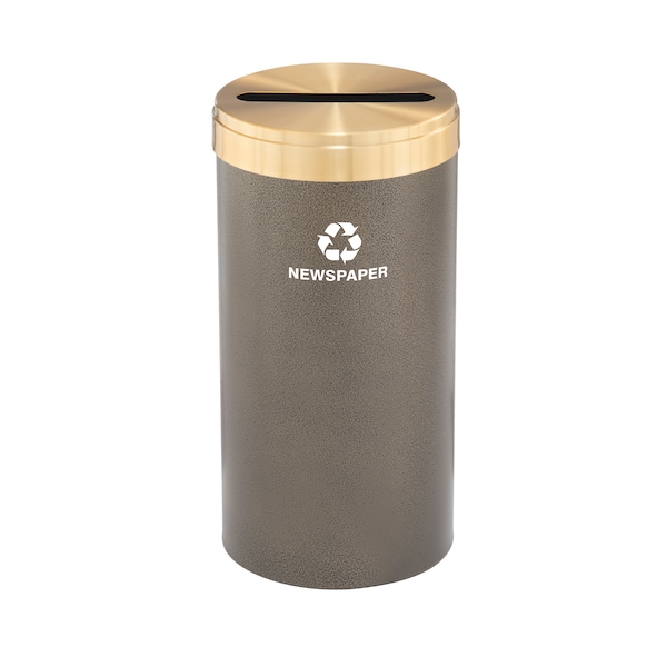 23 gal Round Recycling Bin, Bronze Vein/Satin Brass