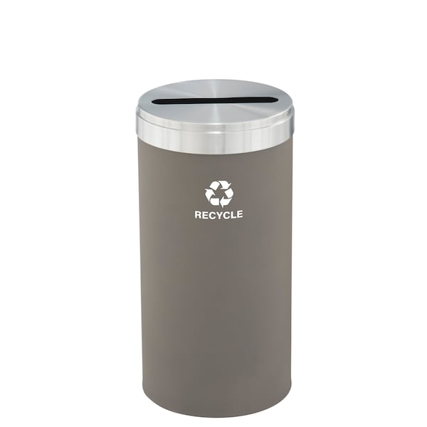23 gal Round Recycling Bin, Nickel/Satin Aluminum