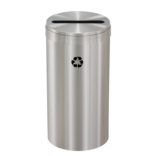 23 gal Round Recycling Bin, Satin Aluminum