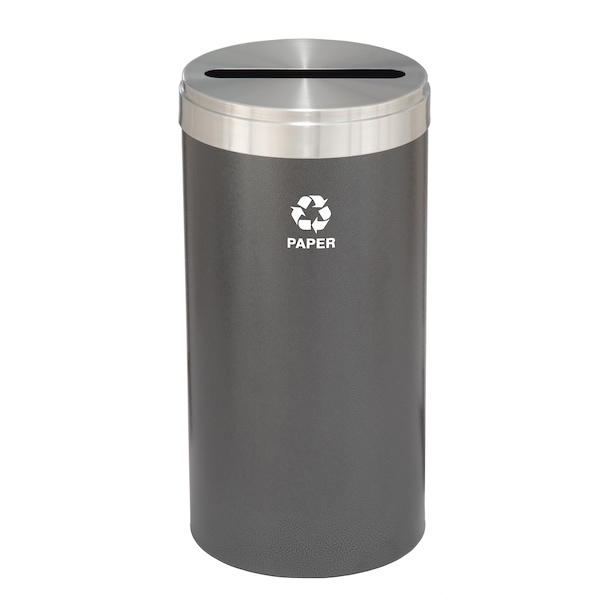 23 gal Round Recycling Bin, Silver Vein/Satin Aluminum