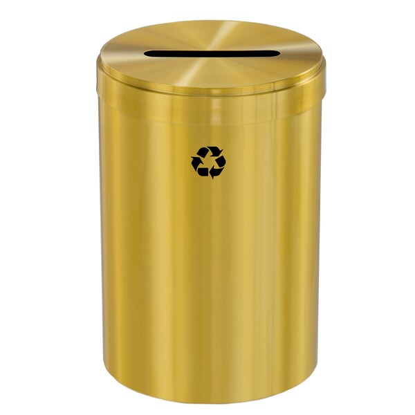 33 gal Round Recycling Bin, Satin Brass