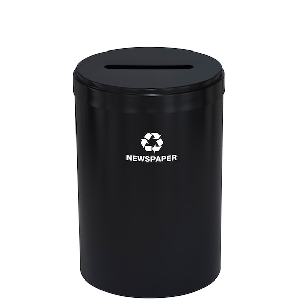 33 gal Round Recycling Bin, Satin Black