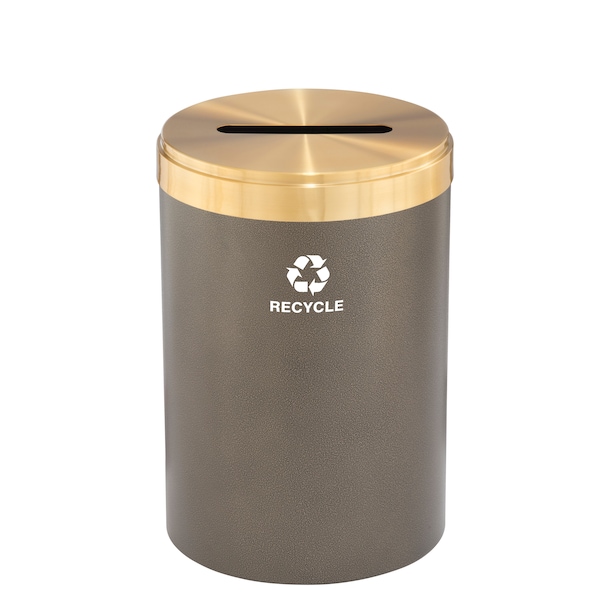 33 gal Round Recycling Bin, Bronze Vein/Satin Brass