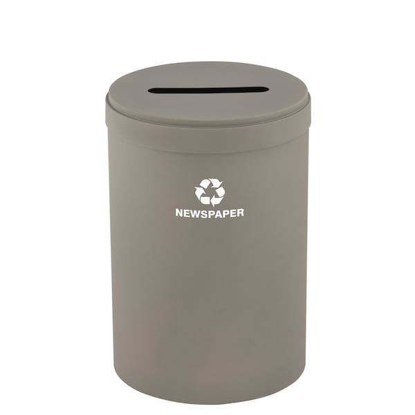 33 gal Round Recycling Bin, Nickel