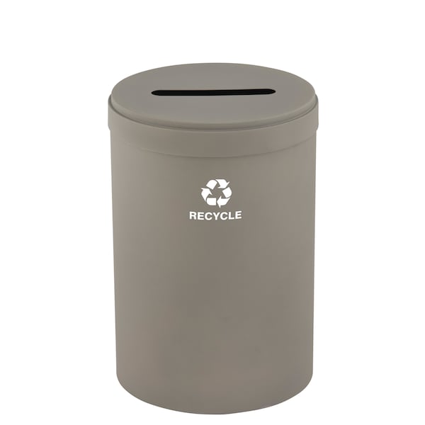 33 gal Round Recycling Bin, Nickel
