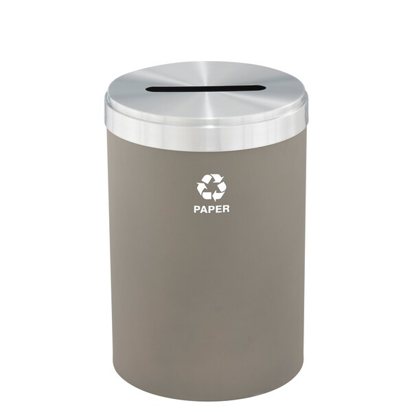 33 gal Round Recycling Bin, Nickel/Satin Aluminum