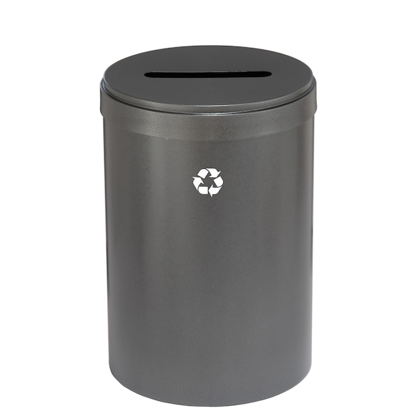 33 gal Round Recycling Bin, Silver Vein