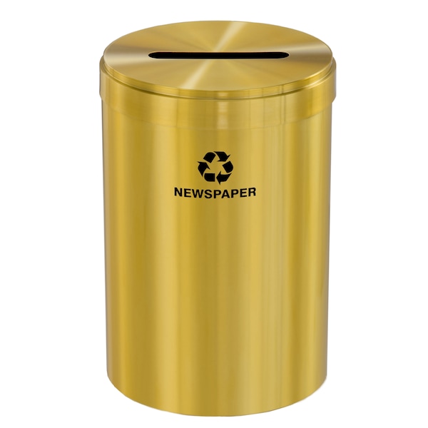 41 gal Round Recycling Bin, Satin Brass
