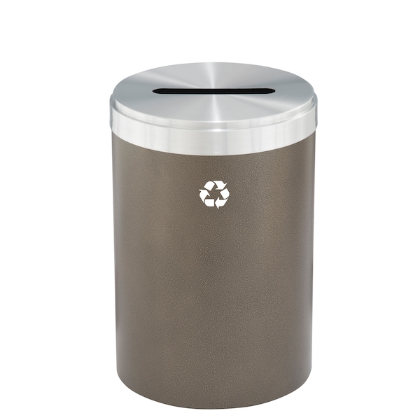 41 gal Round Recycling Bin, Bronze Vein/Satin Aluminum